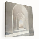 Large art depiction of architectural arches in muted beige tones on stretched canvas, ideal for kitchen wall decor.