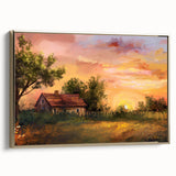 Vintage poster art featuring colorful arches on a black background, presented as a framed canvas.