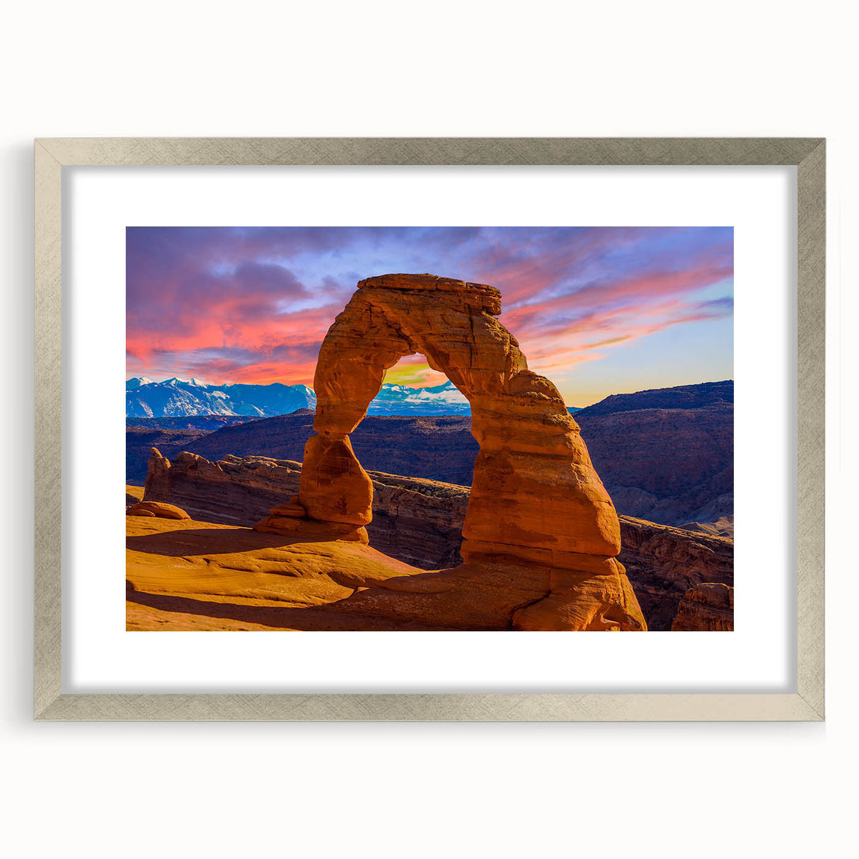 Textured art featuring abstract arches in muted gray and silver, framed poster, ideal for modern bedroom ambiance.