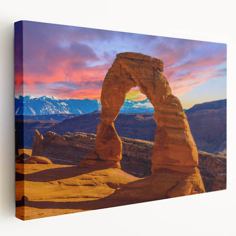 Arched architecture design in muted earth tones on a large stretched canvas, ideal for kitchen wall art.
