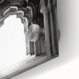 Mid-century modernist large abstract wall art featuring overlapping arches in muted earth tones, acrylic print.