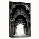 Large abstract wall art featuring overlapping arches in neutral tones, printed on acrylic glass.