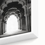 Black and colorful textured art on extra large framed canvas featuring architectural arches, ideal for living room decor.