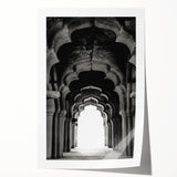 Extra large rolled print featuring a series of arches in muted earth tones, ideal for art wall dining room.