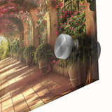 Mid-century modernist large abstract wall art featuring overlapping arches in muted earth tones on acrylic glass.