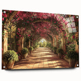 Large abstract wall art featuring sweeping arches in gray and white on acrylic glass.