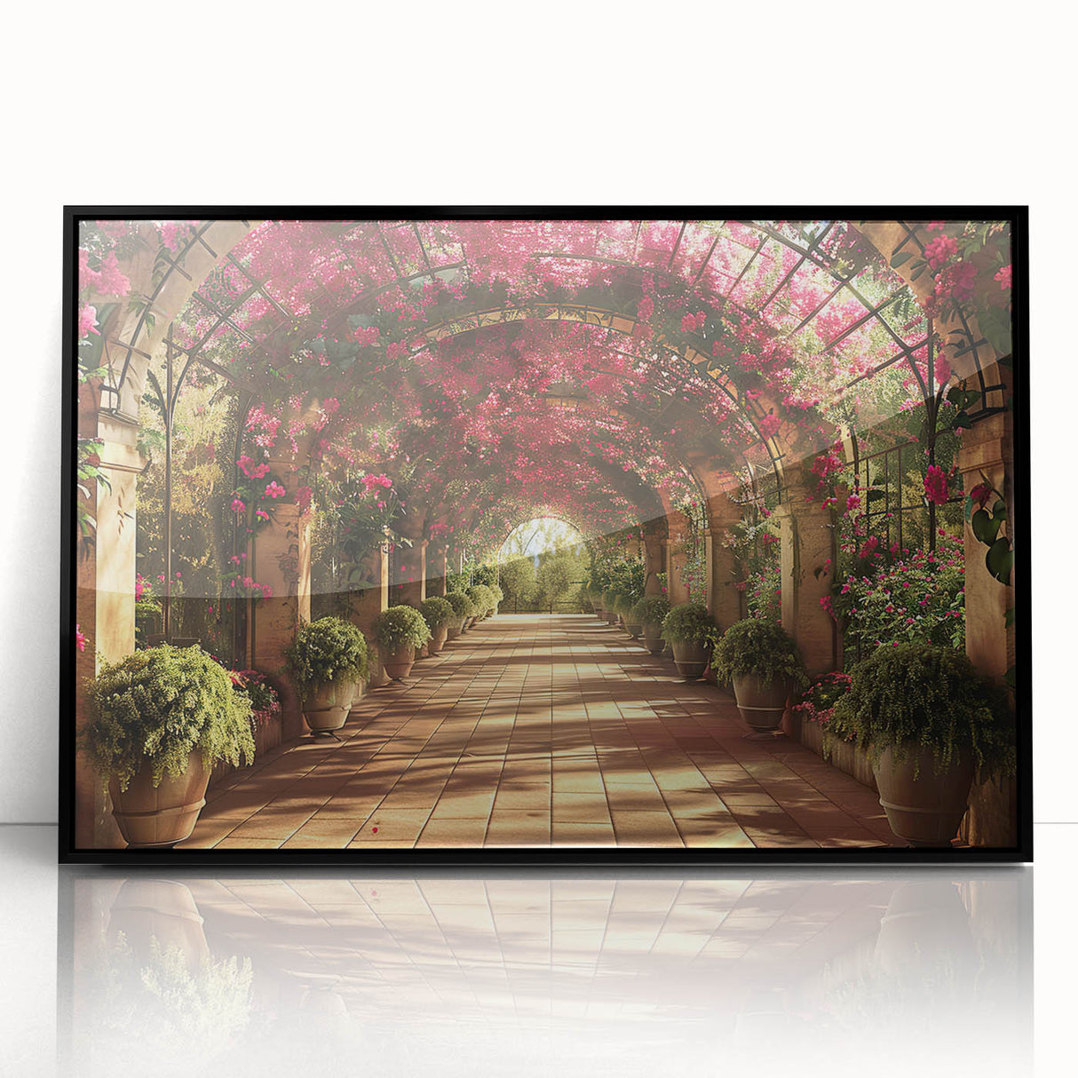 Large abstract wall art featuring black and white arches in a mid-century modernist style, printed on framed acrylic.