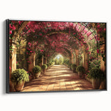 Black and white vintage poster art of architectural arches on framed canvas, suitable for bedroom wall decor.