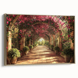 Vintage poster art of architectural arches in black and gold, framed canvas, ideal for living room decor.