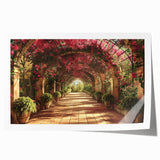 Extra large rolled print of a floral arch design in muted pastel colors, ideal for dining room wall art.