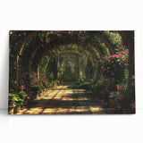 Black and white photo of arched architectural designs printed on a large stretched canvas.