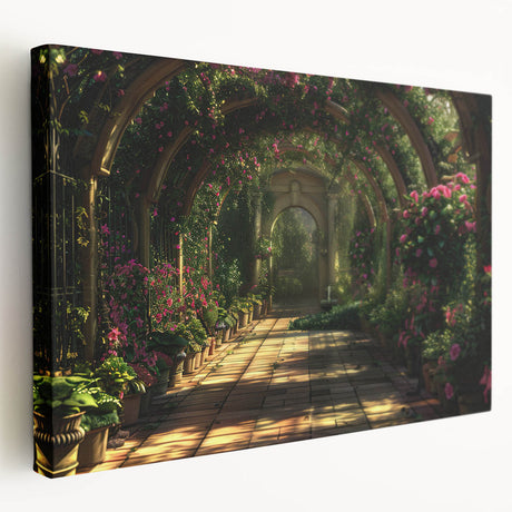 Architectural arch design in neutral colors on a large stretched canvas, suitable for kitchen wall art.