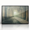 Large abstract wall art depicting geometric arches in black and white, framed in acrylic.