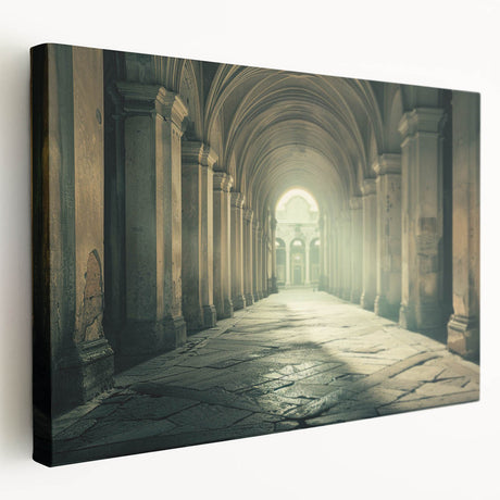 Arched architecture design in neutral tones on large stretched canvas, suitable for kitchen wall art.
