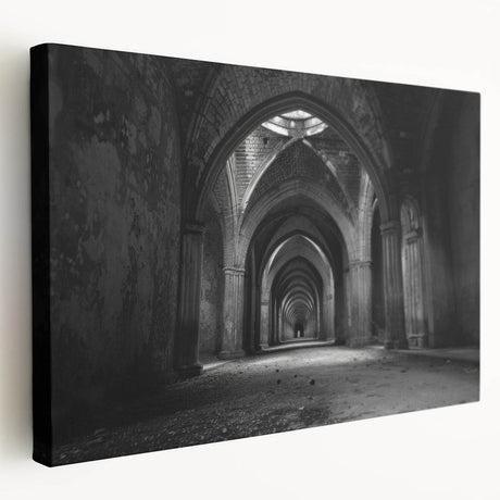 Large stretched canvas featuring a series of arches in monochrome tones, ideal for kitchen wall art.