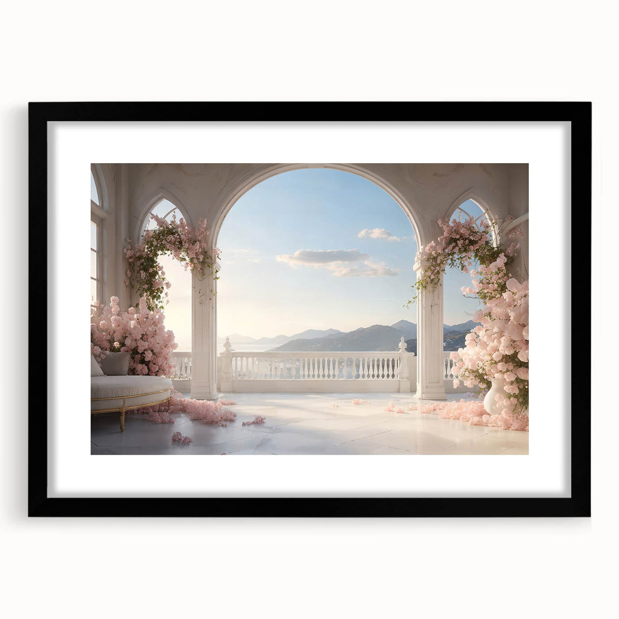 Abstract art print featuring colorful, textured arches on a large canvas, ideal for living room decor.