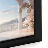 Extra large framed canvas featuring a black textured design of colorful arches, ideal for living room decor.