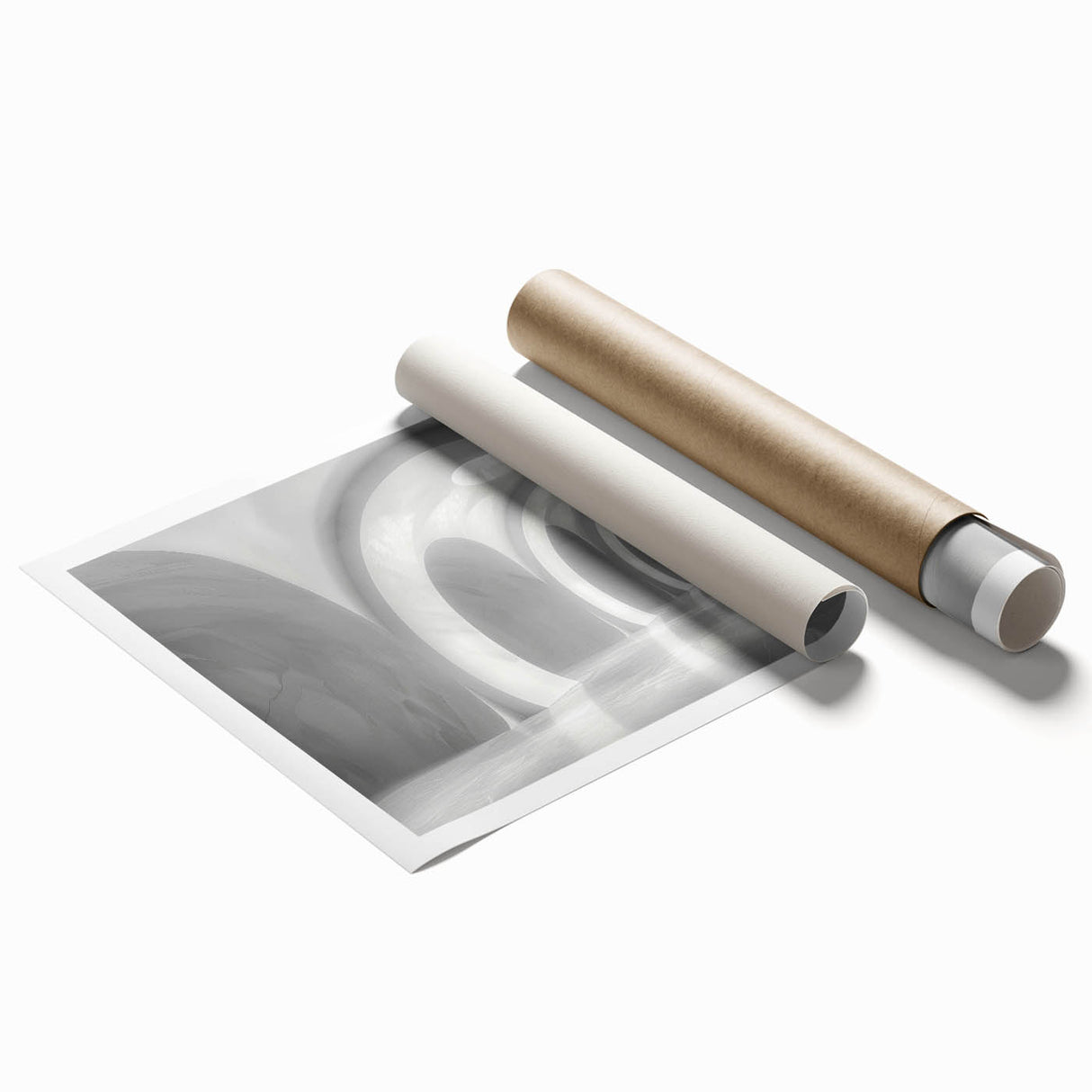 Extra large rolled print of arches in architectural design, using muted earth tones, suitable for classy bathroom wall art.