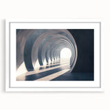 Extra large abstract art print featuring textured arch designs in neutral tones, framed with a white mat.