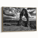 Framed canvas featuring a vintage landscape painting with colorful arches and black background, ideal for office decor.