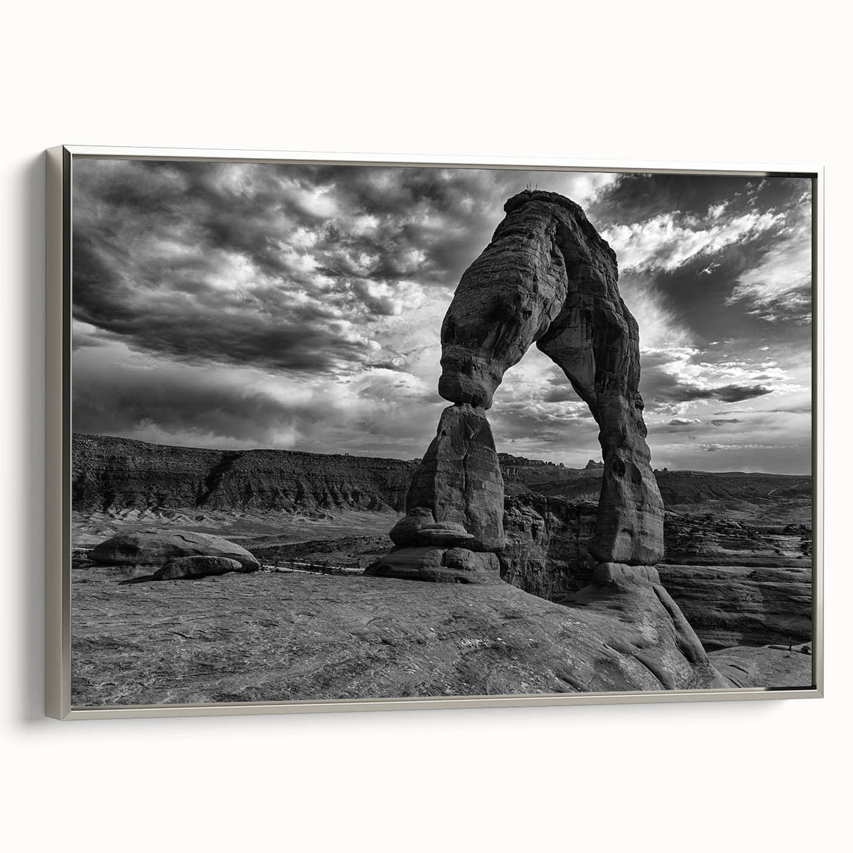 Vintage poster art of colorful arches on a framed canvas, ideal for extra large living room wall decor.