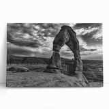Black and white photo of architectural arches printed on large stretched canvas, ideal for kitchen wall art.
