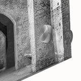 Mid-century modernist art featuring large abstract arches in muted earth tones on acrylic glass, ideal for dining room art.