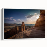 Framed canvas featuring a black and white vintage poster of architectural arches, ideal for bedroom wall decor.