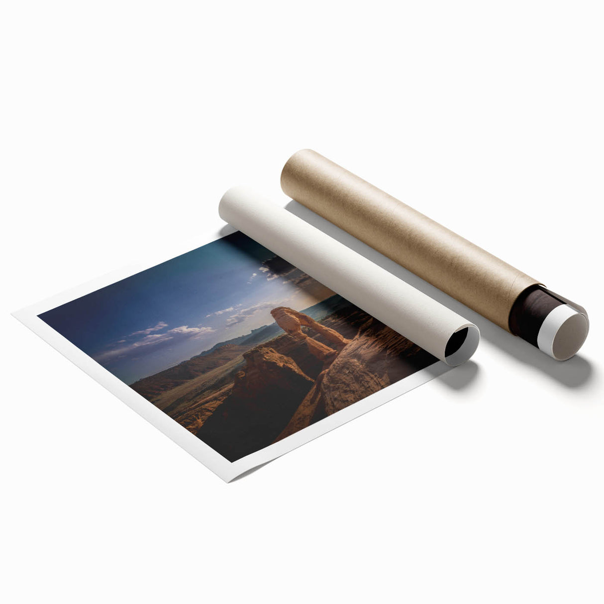 Extra large rolled print of a floral arch design in muted earth tones, ideal for classy bathroom wall art.
