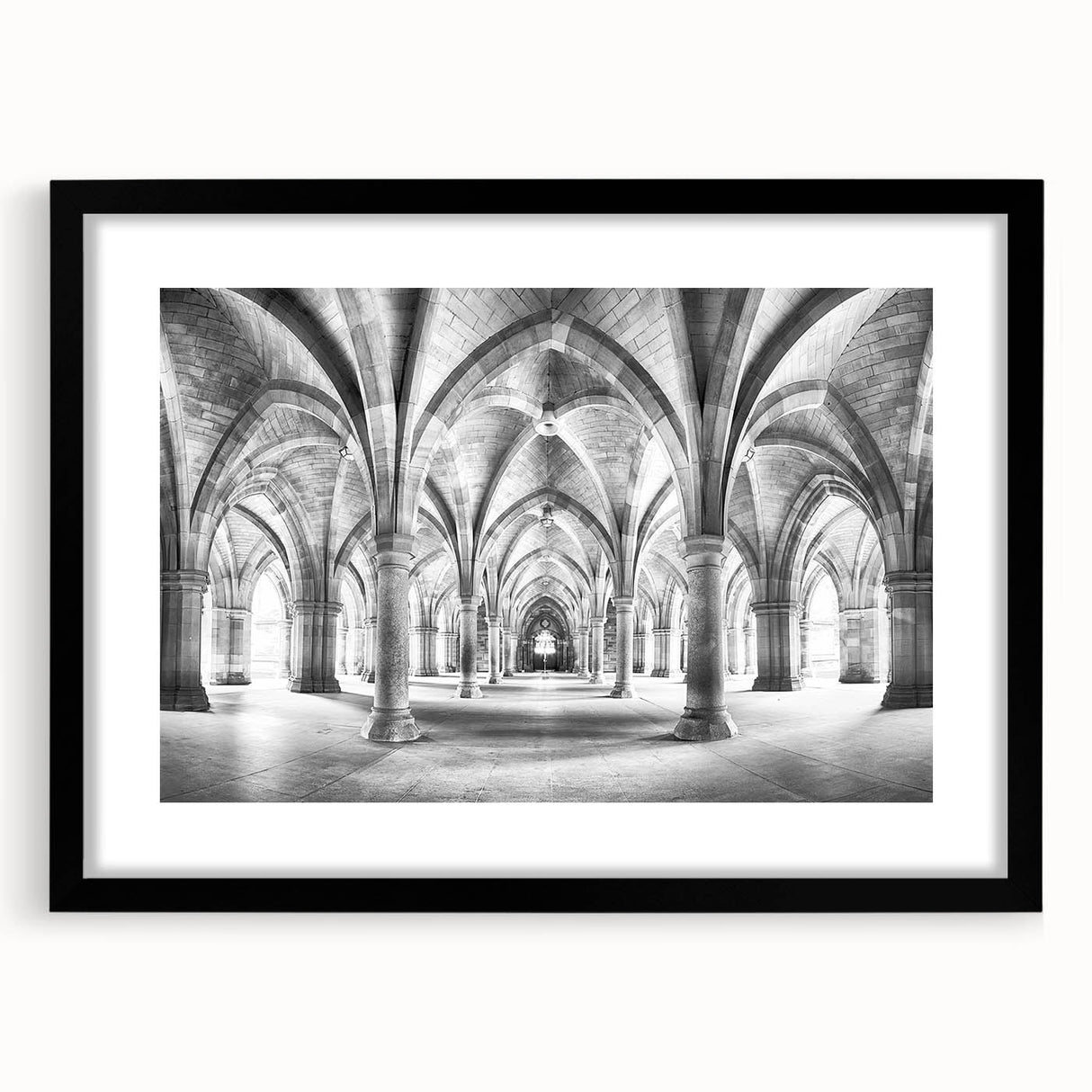 Abstract art print featuring colorful, textured arch designs on a large black-framed canvas, ideal for living room decor.