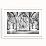 Extra large abstract art print featuring a series of textured arch designs in muted earth tones, framed and matted.