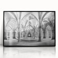 Large abstract wall art featuring black and white arches in a mid-century modernist style, framed in acrylic.