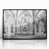 Large abstract wall art featuring black and white arches in a mid-century modernist style, framed in acrylic.
