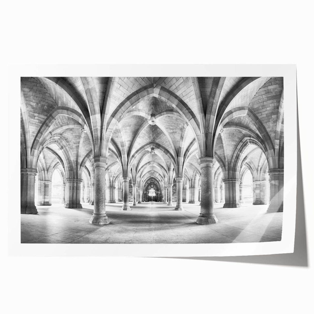 Rolled print of a minimalist arch design in muted gray tones, suitable for art wall dining room or classy bathroom.