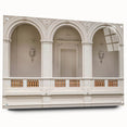 Large abstract wall art featuring overlapping arches in muted earth tones on acrylic glass.
