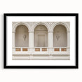 Extra large abstract art print featuring colorful, textured arch designs on a black framed canvas.
