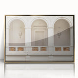 Art deco poster featuring symmetrical golden arches on a framed acrylic, ideal for modern art wall decor in a nursery.