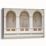 Silver-framed vintage poster art of colorful arches in extra large format, suitable for living room decor.