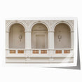 Extra large rolled print featuring a series of arches in muted earth tones.