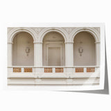 Extra large rolled print featuring a series of arches in muted earth tones.