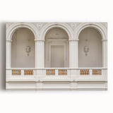 Black and white photo of architectural arches on a stretched canvas, suitable for kitchen or bedroom decor.