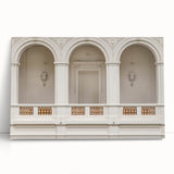 Large black and white stretched canvas depicting architectural arches, ideal for kitchen wall art.