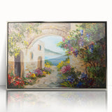Mid-century modernist art featuring symmetrical arches in muted gray, framed acrylic, ideal for nursery wall decor.