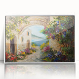 Art deco poster featuring geometric arches in muted gray and white tones on acrylic, ideal for modern nursery wall decor.