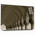 Large abstract wall art on acrylic glass featuring arches in grayscale, ideal for bedroom or dining room ambiance.