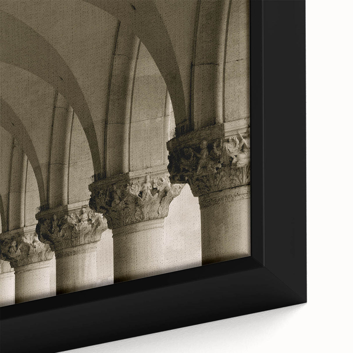 Extra large framed canvas featuring black arches with colorful, textured details, suitable for living room decor.