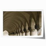 Rolled print of large floral art featuring arches in muted earth tones, ideal for dining room or bathroom wall decor.