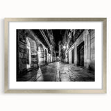 Textured abstract art print featuring curved arches in neutral shades, framed in silver, ideal for bedroom art.