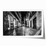 Extra large rolled print of an architectural design featuring symmetrical arches in muted earth tones.