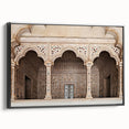 Black and white wall art featuring a series of architectural arches on a framed canvas, ideal for bedroom decor.